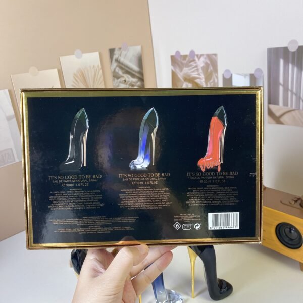 Black and white box high heels perfume three-piece set 30ml