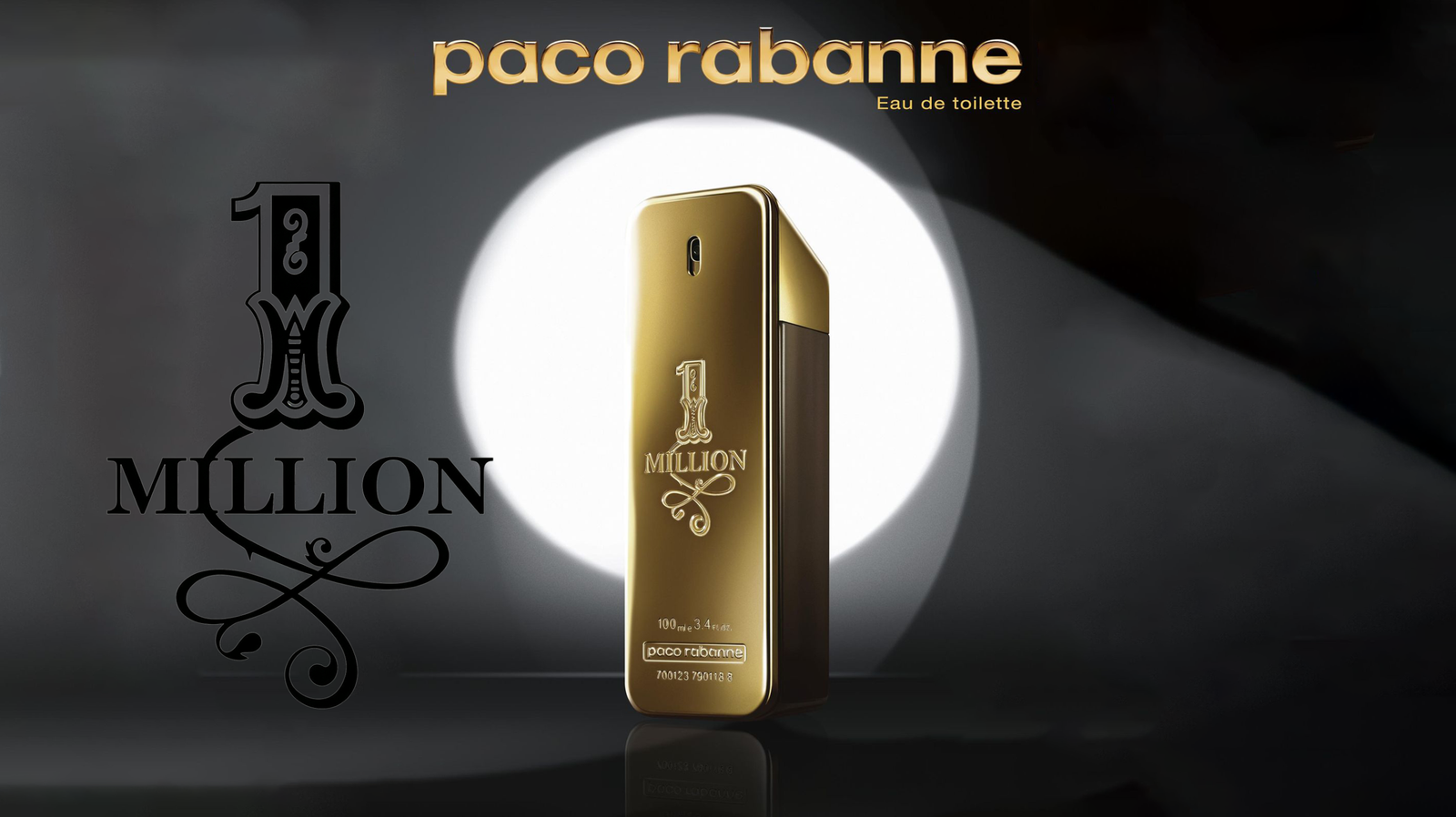 Paco Rabanne 1 Million iconic gold brick men's perfume official product poster