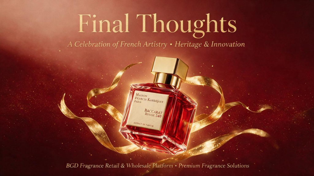 Maison Francis Kurkdjian Baccarat Rouge 540 Extrait de Parfum 70ml representing French luxury perfumery, craftsmanship, and premium fragrance collection