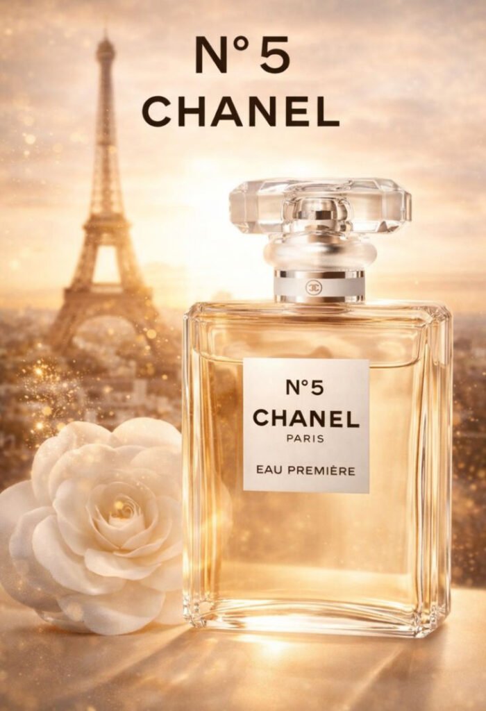 Chanel No. 5 perfume bottle representing the symbol of French perfumery and timeless luxury