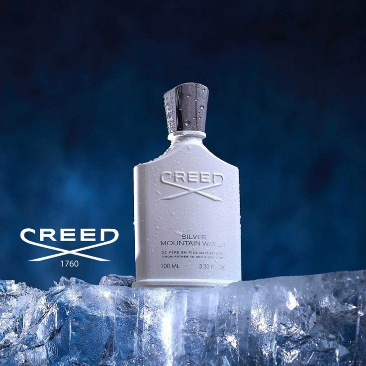 Creed Silver Mountain Water Eau de Parfum bottle, a citrus aromatic men's fragrance with bergamot, green tea, blackcurrant, and soft musk.