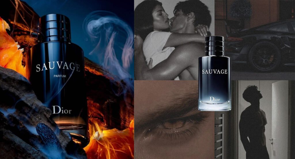 Dior Sauvage men's perfume with bergamot, aromatic spices, lavender, and woody fragrance notes, illustrating its fresh, versatile, and masculine scent profile.