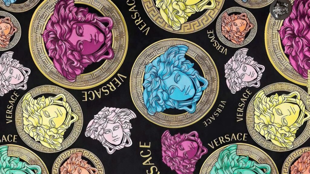 Versace Medusa head print luxury fashion pattern with gold detailing | BGD