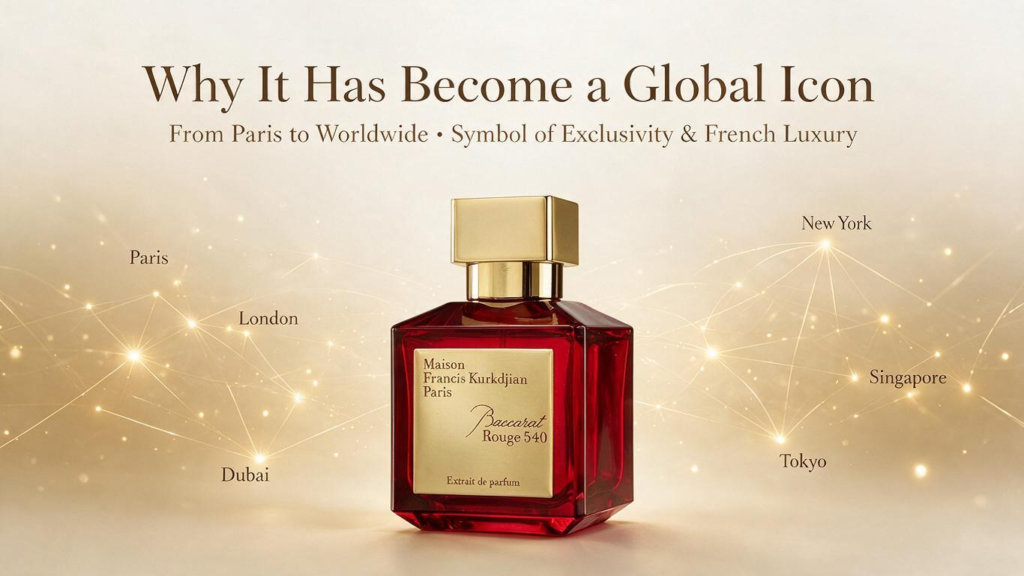 Baccarat Rouge 540 as a global luxury fragrance icon representing contemporary French elegance and exclusivity