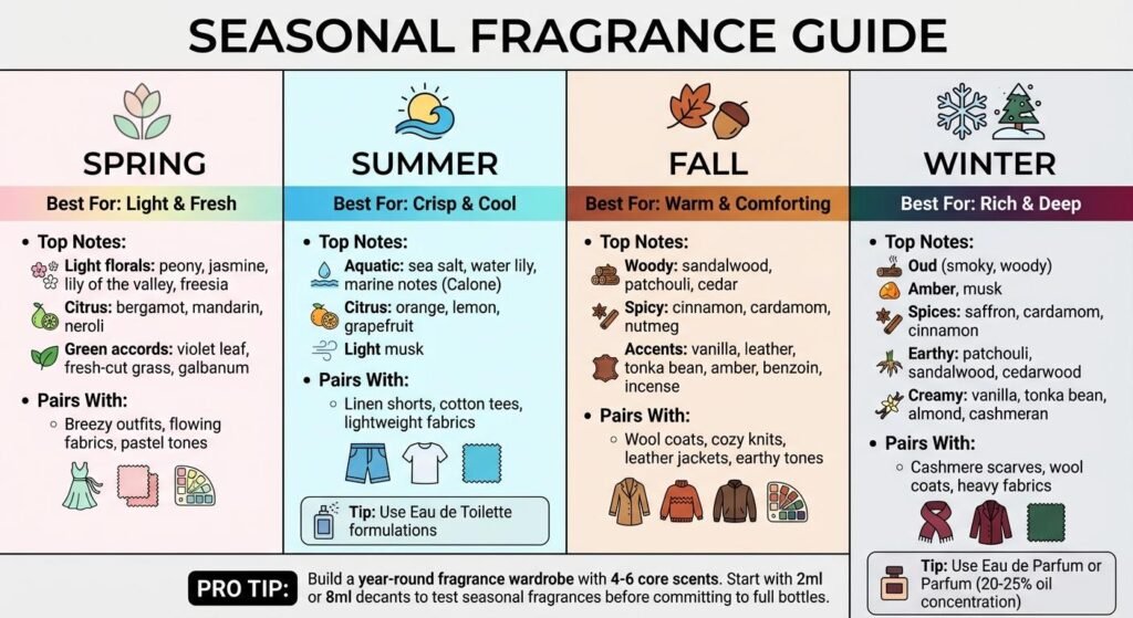 Seasonal perfume guide for spring summer fall and winter