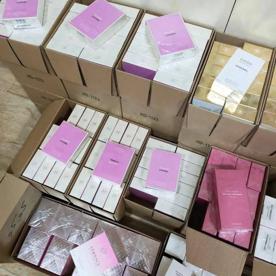 Bulk perfume cartons prepared for international export shipping