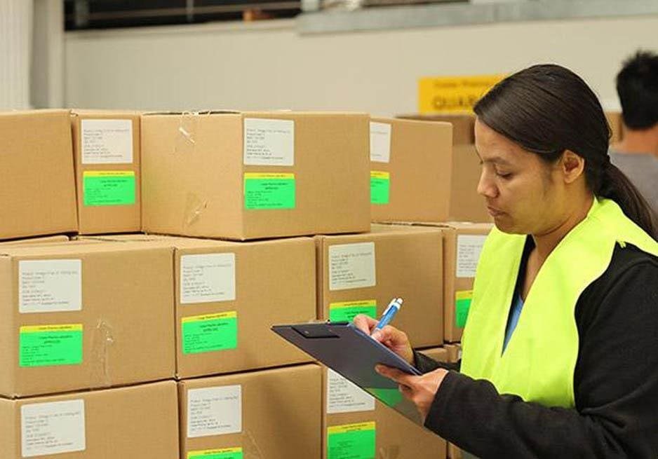 Warehouse inspection of an incoming bulk perfume shipment