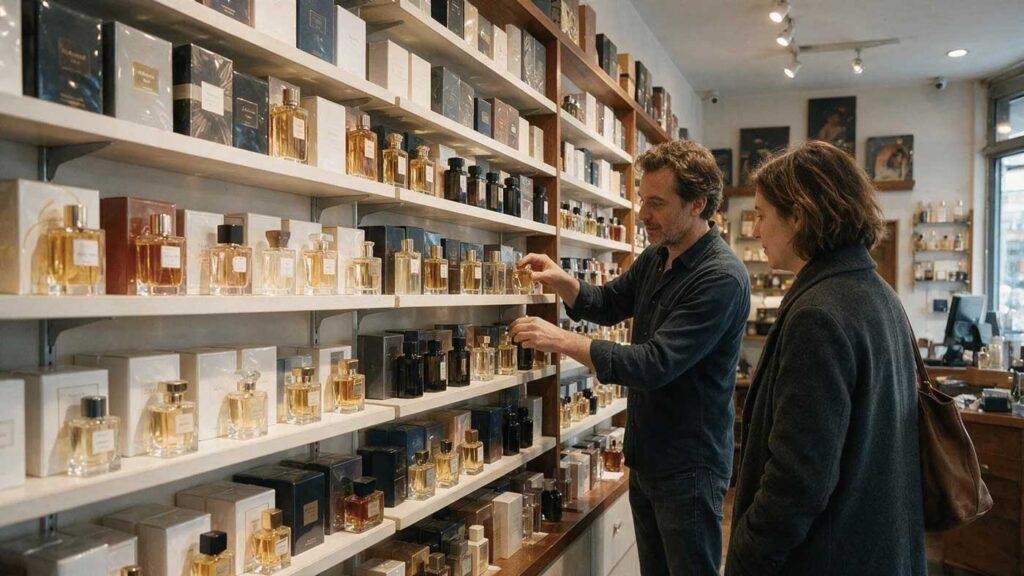 Independent perfume store product display for wholesale fragrance sellers