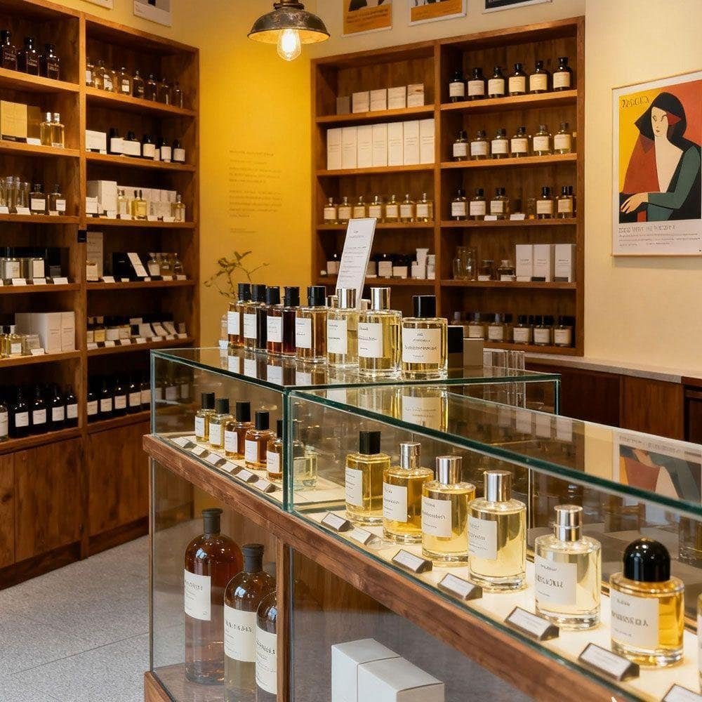 Niche fragrance wholesale collection displayed in a boutique perfume store