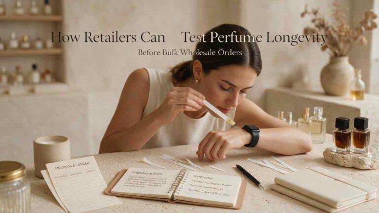 Retailer testing perfume samples for longevity before a wholesale order