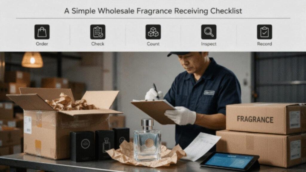 Checking wholesale perfume quantities against a packing list