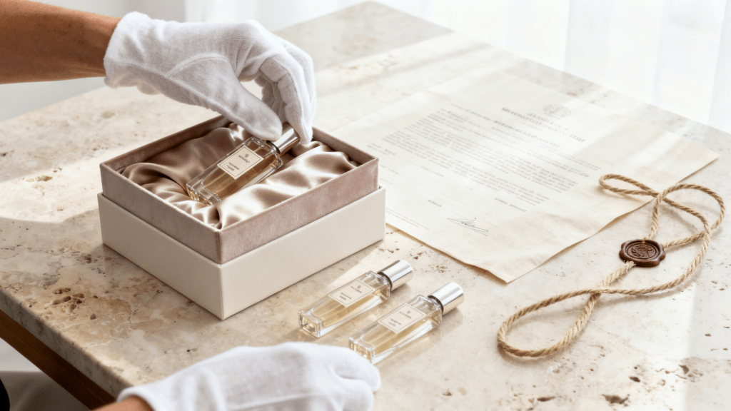 Reviewing wholesale perfume samples and shipping details